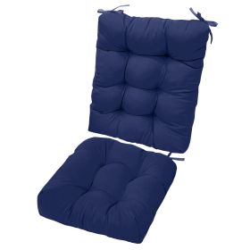 2Pcs Waterproof Rocking Chair Cushion Upper And Lower Back And Seat Sets with Non-Slip Ties Oxford Cloth Surface Polyester Filling Comfortable for Ind (Option: NavyBlue_Pro)