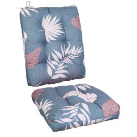 2Pcs Rocking Chair Cushion Upper And Lower Back And Seat Sets with Non-Slip Ties Polyester Fiber Filling Comfortable for Indoor Home Office Car (Option: Blue_GreyLeaf)