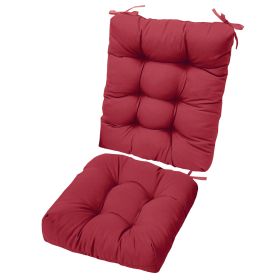 2Pcs Waterproof Rocking Chair Cushion Upper And Lower Back And Seat Sets with Non-Slip Ties Oxford Cloth Surface Polyester Filling Comfortable for Ind (Option: WineRed_Pro)