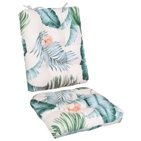 2Pcs Waterproof Rocking Chair Cushion Upper And Lower Back And Seat Sets with Non-Slip Ties Oxford Cloth Surface Polyester Filling Comfortable for Ind (Option: Beige_ColorLeaf_Pro)